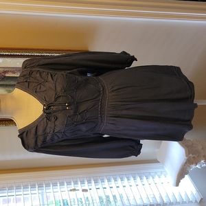 Nine West Vintage America Jean heather blue fitted smocked laceup top Small New…